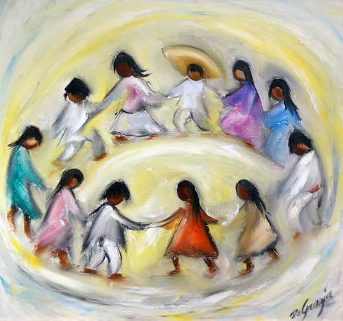 DeGrazia’s love for children inspired his most popular painting “Los Niños”. “I seem to go more for 