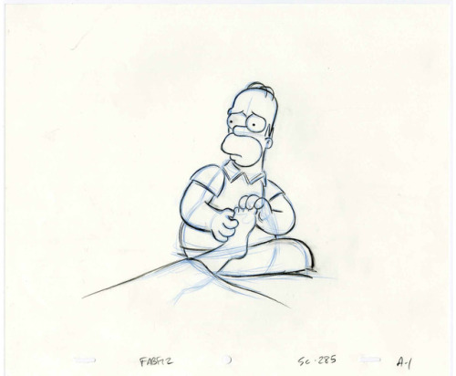 THE SIMPSONS original production drawings from season 15’s My Big Fat Geek Wedding (2004).