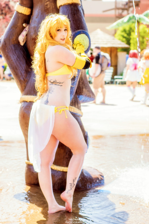 YANG SPAM <3 I made this “costume” in a day for colossal con (found out last minute that I could go!) thanks to target for having a yellow bikini in my size, and thanks to craft foam for being waterproof. photos thanks to Valdman 