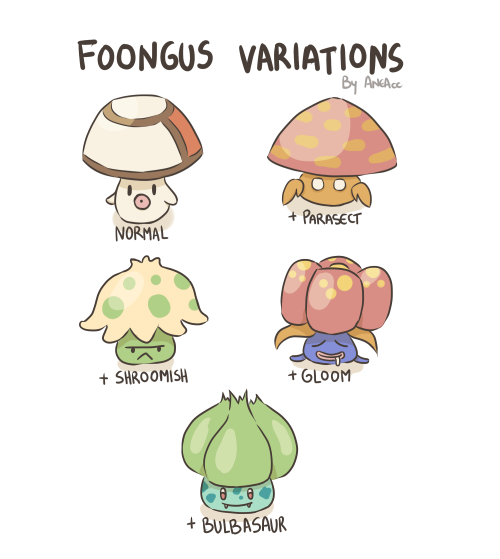 amalgamads:I wanted to start doing this variation thing with something easy, so I choosed Foongus, b