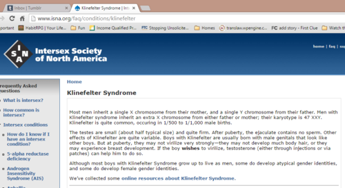 Klinefelter's Isn't An Intersex Condition.