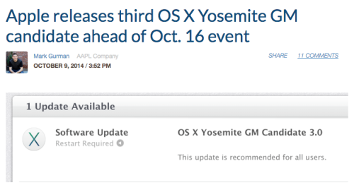 The third GM version of OS X Yosemite is out on the Mac App Store! If you’re currently on Yose