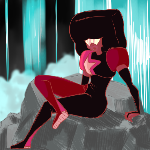 pandoraslittleblackbox:  Garnet because why not - also okay I’m d one ye i know i should’ve gone for a lava background but i only realized that once I was done w/ all the shading and over half the background hhhh 