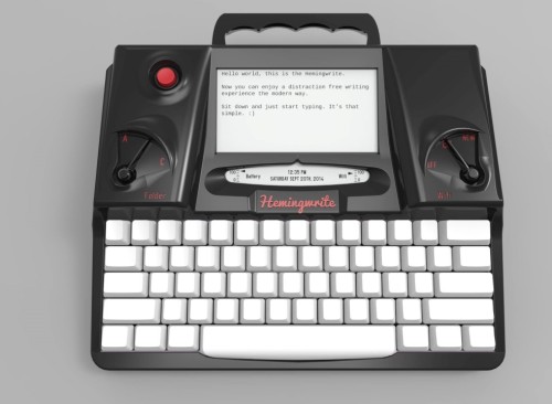johndarnielle:  printeresting:  (via @johnpyper) Hemingwrite Typewriter May Redefine Writing eBooks  kinda dig this. I wrote some sections of Wolf in White Van on a 1953 Royal because I learned to type on a manual typewriter and spent many long evenings