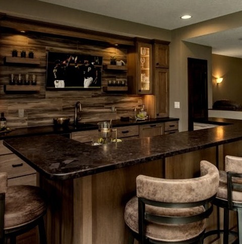Walk Out BasementLarge Basement Image Of An Arts And Crafts Style With A Walk-out, A Beige Floor, Gray