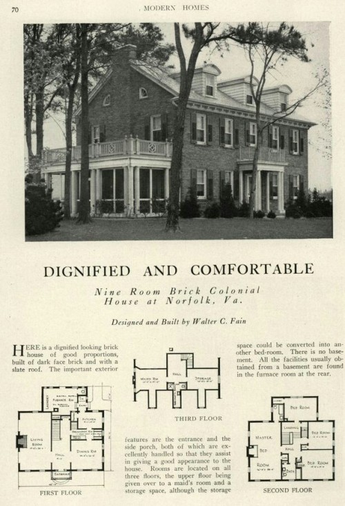 houseplanspastandpresent - Vintage brick colonial house plan,...