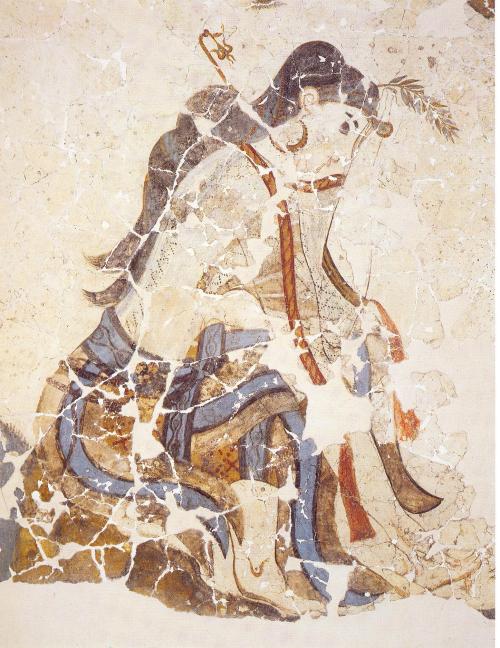 minoancorner:Wounded woman. 1600 BC. Akrotiri, Thera. (x)