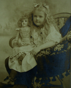 maudelynn: Lovely Cabinet Card of a Little Girl &amp; Her Doll c.1907  via jimxb  