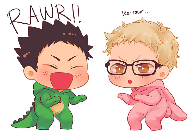 pandamatcha:  Tsukki and Iwa-chan having a play date 