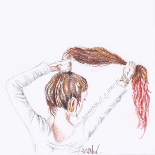 Hipster girl hair drawing tumblr