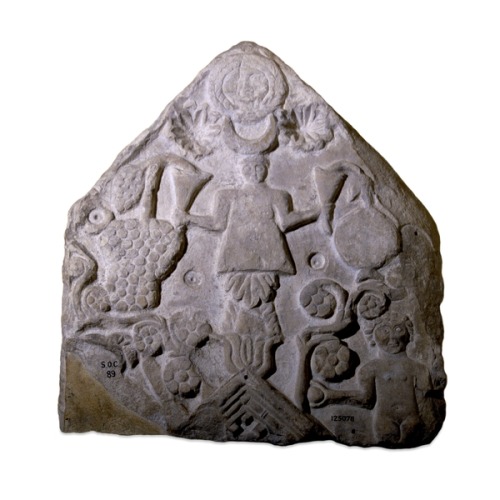 Limestone stela with images of the goddess TanitFrom the religious precinct known as the tophet Cart