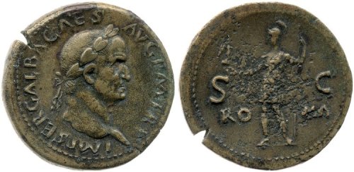 Coins with laureate, radiate, or diademed heads of emperors (obverse) and the goddess Roma (reverse)