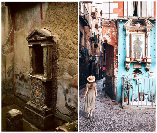 ancientcharm: Lararium /Domestic altars in Pompeii, and altars on the streets in Naples. The an