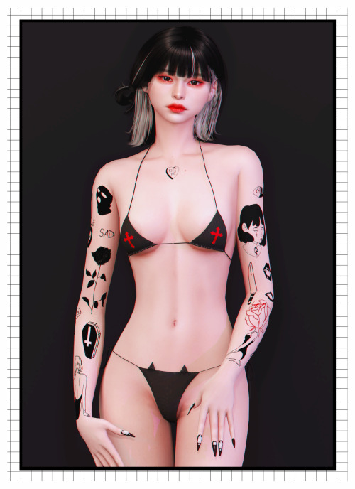 ► Sassy Bra &amp;’ Pantie + TattoosNew MeshAll LOD’s06 / 01 SwatchesHQ CompatibleTee