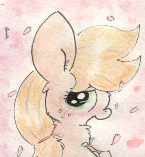 slightlyshade:This bashful apple was my go-to pony for experimenting with some new mane texturing ideas!  ^w^