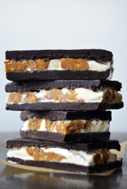 thecakebar:  Peanut Butter Brownie Ice Cream Sandwich Tutorial   omg.