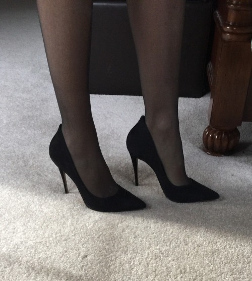 sexyhotwife4me: Trying on my new shoes for the party tonight. Hope there are some hot potentials the