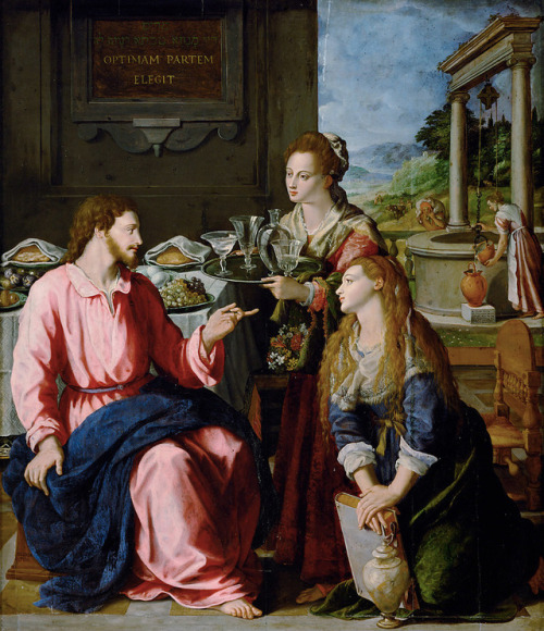 Cristo con María y Marta por Alessandro Allori, 1605.