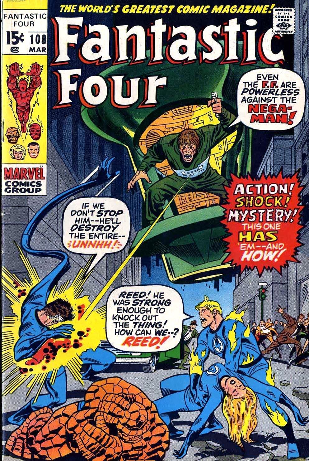 themarvelwayoflife:  Original and reprint. Fantastic Four #108 (1971) by John Buscema