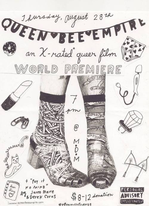 teeveedinner:  tour has started!!!!!!!!im joining my buddies underpass + kt spit on their tour (you can view dates here), along the way im having a few screenings of my x-rated queer film Queen Bee Empire.Tomorrow is Seattle, than there will be screenings