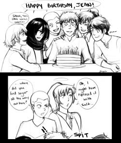 shynii:  Jean: *blows out the candles* Mikasa: