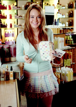 cinyma:  Lindsay Lohan, between takes during the filming of Mean Girls (2004) 