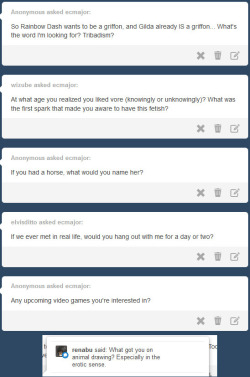 1. Griffgrinding :3 2. Well, i realized at some point in my mid-teens when i was able to begin exploring sexuality. Though part of that realization was that this had always been something that thrilled me. I remember watching nature shows when i was a