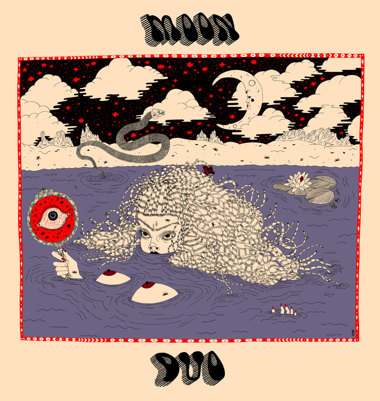 heather-benjamin:  t-shirt design for SF band MOON DUO, available on their upcoming