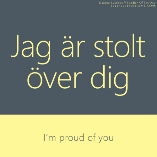 dagenssvenska: Jag är stolt över dig / I’m proud of you
