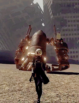 risax: atomictiki:  doctorrobby:  atomictiki:   So I guess I own NieR: Automata now. As if I didn’t already have a ton of games to play   Take a cold shower before playin’, now. XD   I bitch-slapped the prologue boss with its own arm… …that was