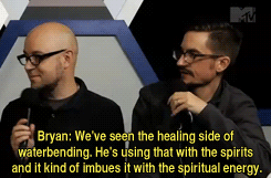 heartcoma:  MTV SDCC 2013 Interview with Legend of Korra Team:Michael Dimartino and Bryan Konietzko discuss Unalaq’s special waterbending skill (which I like to call it, Spiritbending)(x) 