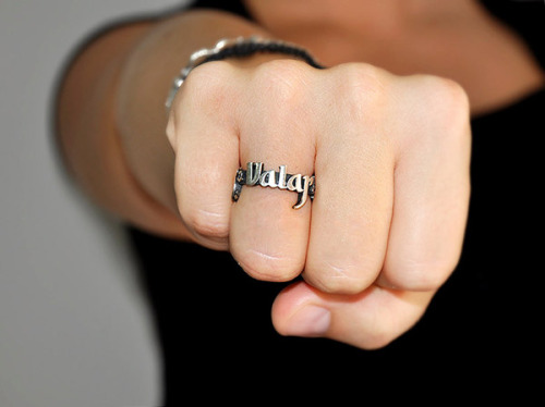 Valar Morghulis Ring  This ring from Silver Lab Creations spells out the famous saying with the word