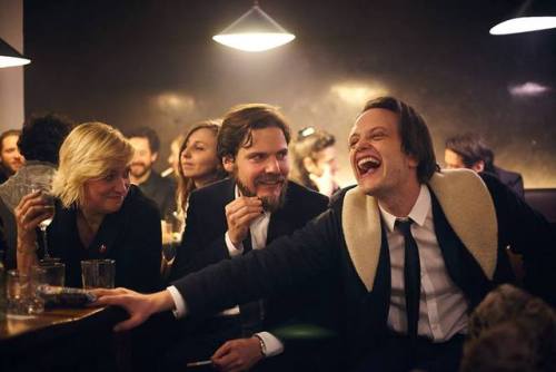 Daniel Brühl with girlfriend Felicitas Rombold and their son Anton, and with August Diehl at Bar Rav