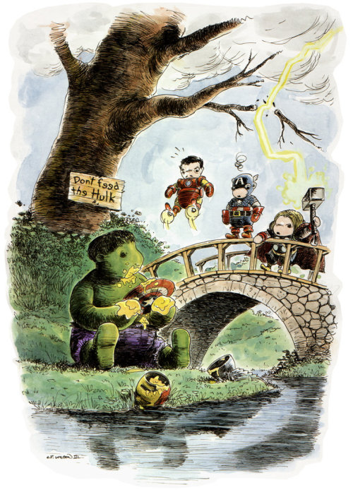 thecomicartblog:  Lil’ Hulk Adventures! Adorable Hulk watercolours by Charles Paul Wilson III