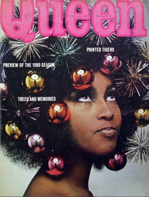 the60sbazaar:Marsha Hunt on the Christmas 1968 cover of Queen magazine 