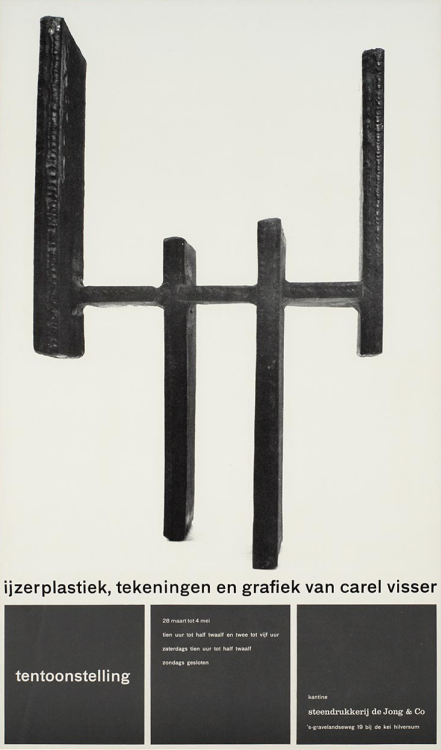 garadinervi:Pieter Brattinga, Ijzerplastiek, tekeningen en grafiek van Carel Visser, kantine steendr