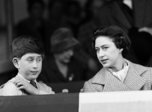 Prince Charles and Princess Margaret at the Badminton Horse Trials, 1960