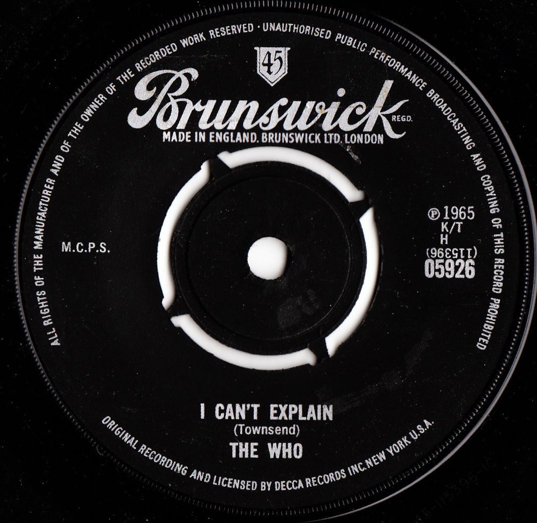 lpcoverart:  THE WHO I Can’t Explain 1965 UK BRUNSWICK RECORDS 7” VINYL SINGLE