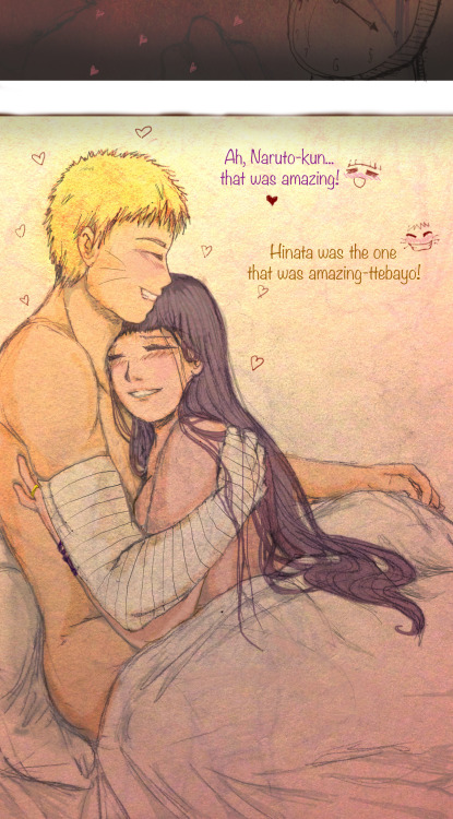 onemerryjester:  “Hinata On Top”(Because I find it adorable if Naruto encourages her to take the lead ^^ ) Okay kids, here is my first attempt at some Naruhina smut. More fluffy smut. Have some hair porn too.   Read from LEFT to RIGHT. This took