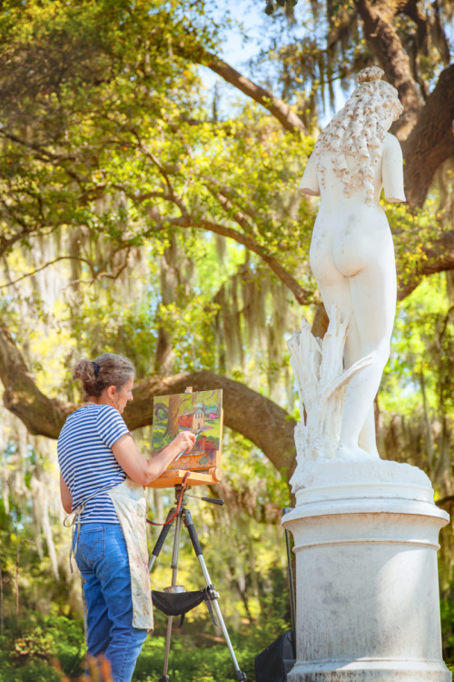 hueandeyephotography: Plein Air Painting Among the Oaks and Statuary at Middleton Place Gardens, Cha