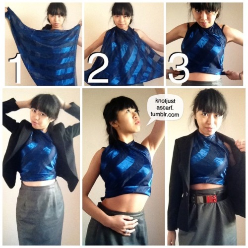 knotjustascarf: Tutorial #122: Hermes Top Dos Nu Fluide. A simple halter top, no sew, tied from a sc