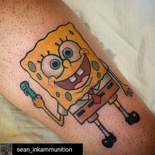 Reposted from @sean_inkammunition This Spongedude from @jarrad_almady_tattoos at @att.tattoo got me 