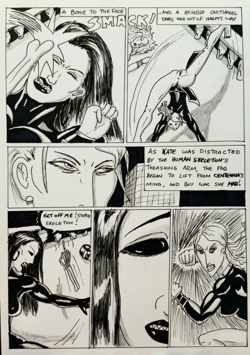SYMBIOTE SURPRISE page 09  The tide is turning on Kate Five, and with Centennia’s fist whistling towards her face, things look to be going from bad to worse!  Captain Evening and The Odds belong to cosmicbeholder while Kate Five belongs to cyberkitten01