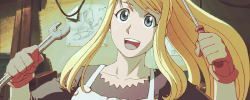 climbingonroofs:   Favourite fictional ladies : Winry Rockbell   « It’s just so lovely! The smell of oil, the hum of the ball bearings, the rugged yet amazingly beautiful form created through anatomical engineering! Aah, how wonderful you are, automail! »