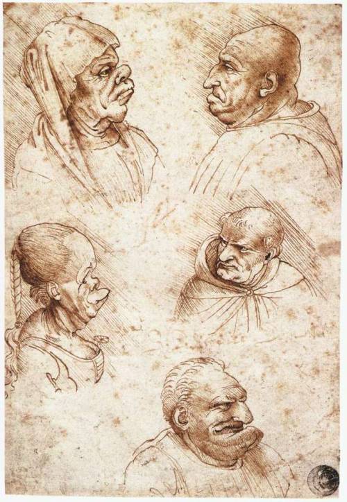 artist-davinci: Five caricature heads, Leonardo Da Vinci Medium: ink,paperwww.wikiart.org/en