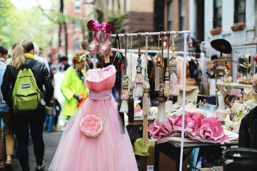 Tassels and pink chiffon. 