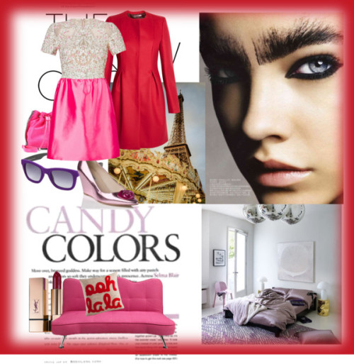 Candy Colors by agathap featuring chrome furniture ❤ liked on PolyvoreValentino metallic dress / Spo