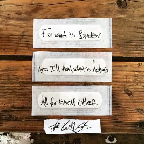 tylerknott:  “Fix what is broken and I’ll heal what is aching. All for each other.” — 	Daily Haiku on Love by Tyler Knott Gregson #tylerknott