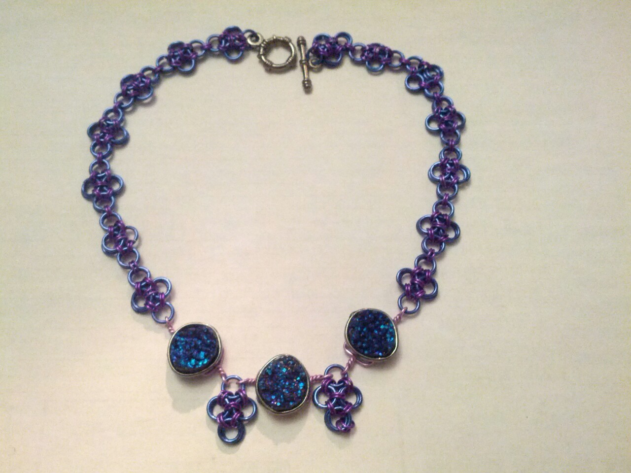 The necklace I&rsquo;ve been working on since I got home. I might change the
