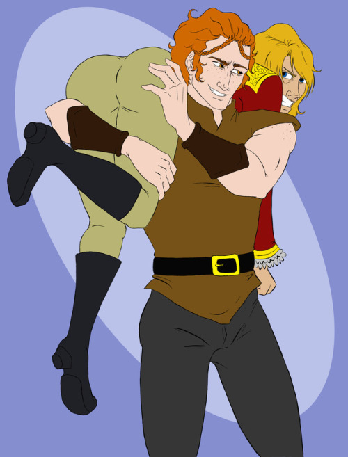 zell-dincht:Brat son getting caveman carried by @hipsterizzy‘s burly ginger man.